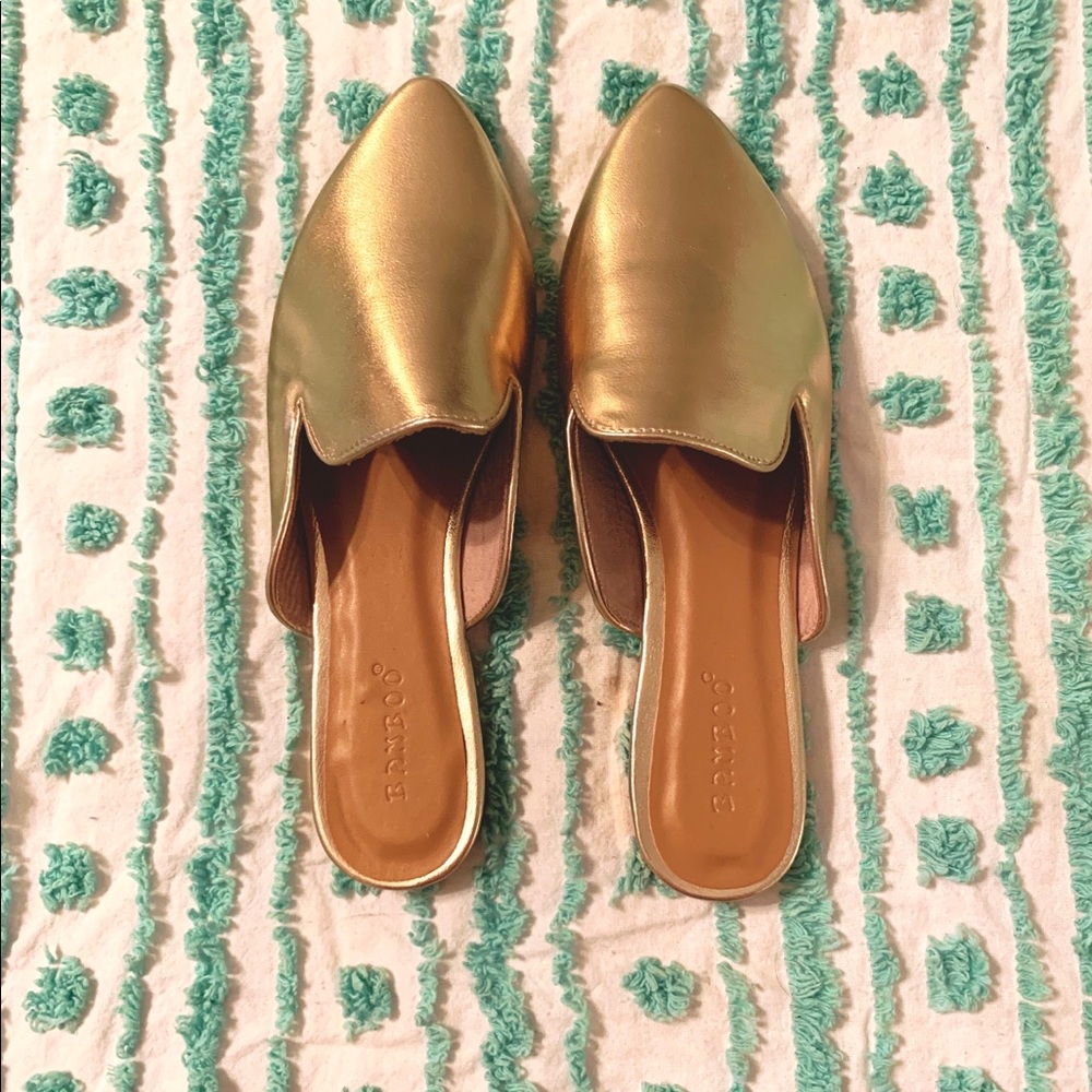 Gold Mules-Never Worn